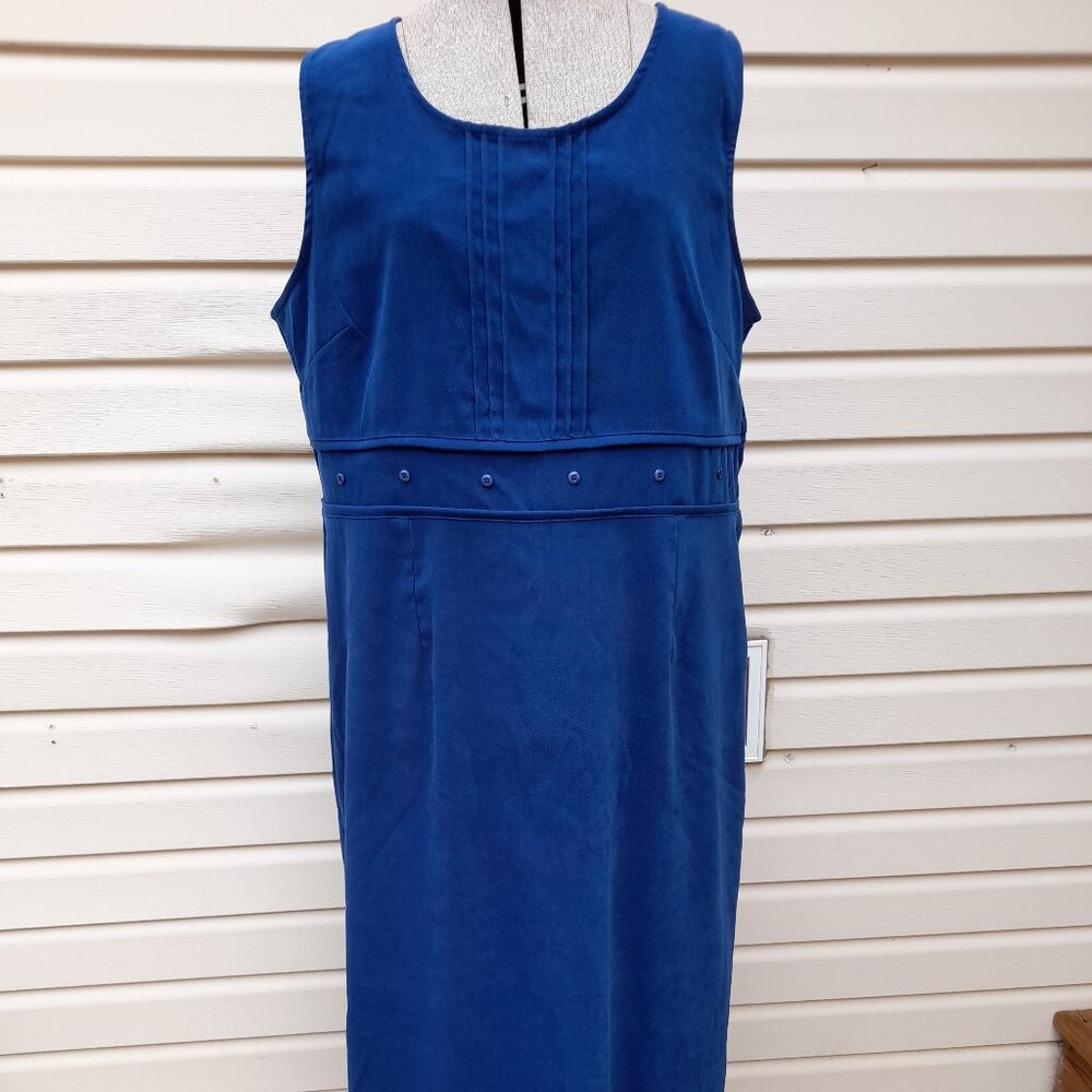 Vintage 90s Dress Jumper Blue 44" Bust Sleeveless Modest Long